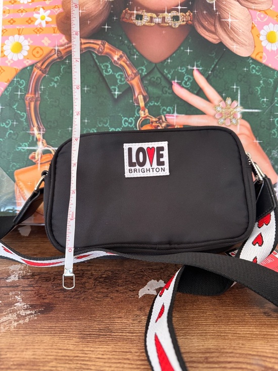 Brighton Black Crossbody with Red and White Heart Strap - Picture 5 of 8